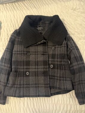 Theory Gray & Black Plaid Wool-Blend Jacket